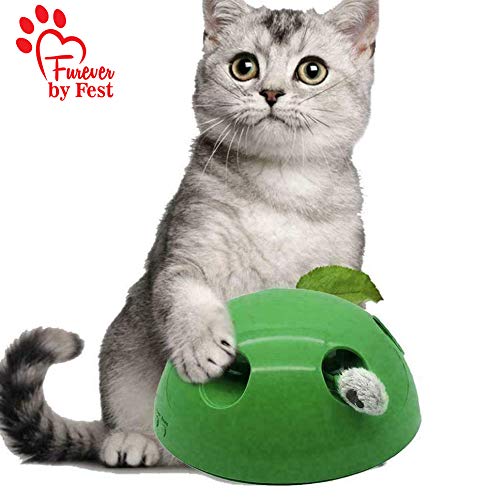Furever Cat Toy Attachments - 3 Multi-Colored Rubber Toys: Mouse, Fish, Feather for Interactive Play