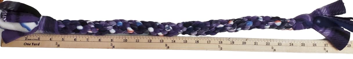 Dog Puppy Tug Pull Toy Rope Play Durable Interactive Entertaining Heavy Duty Fleece Square Braid (Purple)
