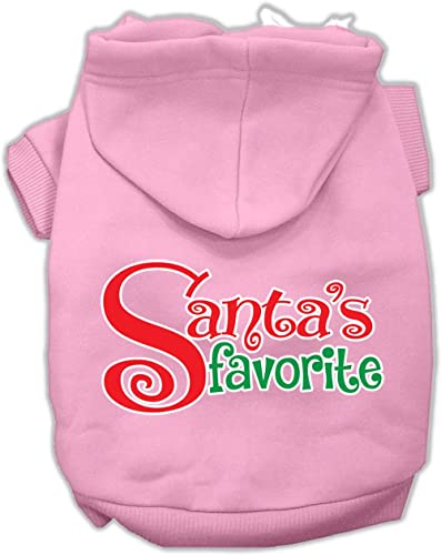 Mirage Pet Products Santa'S Favorite Screen Print Pet Hoodie, Size 16, Light Pink