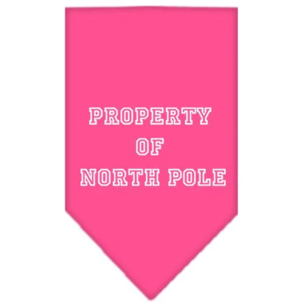Christmas Pet and Dog Bandana Screen Printed, &quot;Property Of North Pole&quot; Navy Blue Large