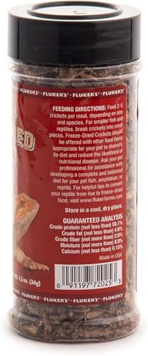 Flukers Freeze Dried Crickets, Ideal for Reptiles, Birds, and Fish, Packed with Protein and Essential Nutrients, 1.2 oz