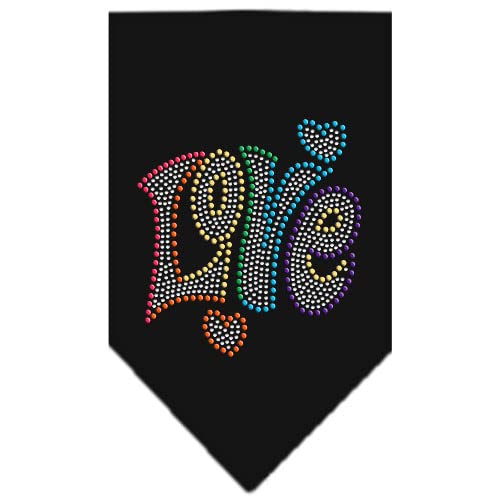 Mirage Pet Products 67-95 LGBK Technicolor Love Rhinestone Black Print Bandana, Large