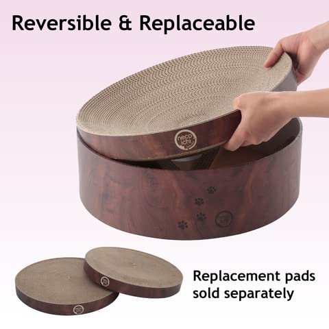 NECOICHI Cozy Cat Scratcher Bowl - 100% Recycled Paper, Chemical-Free, Dark Cherry, Regular Size