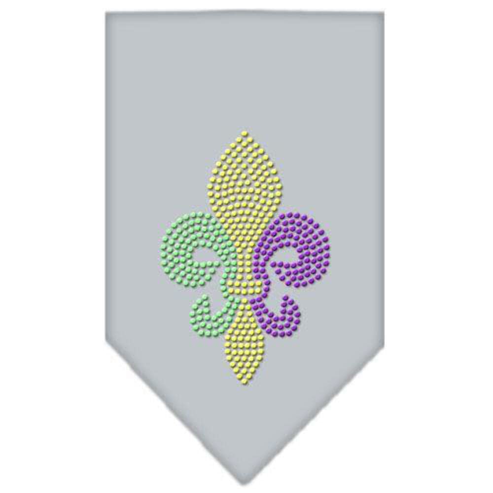 Mirage Pet Products Mardi Gras Fleur De Lis Rhinestone Bandana, White, Large