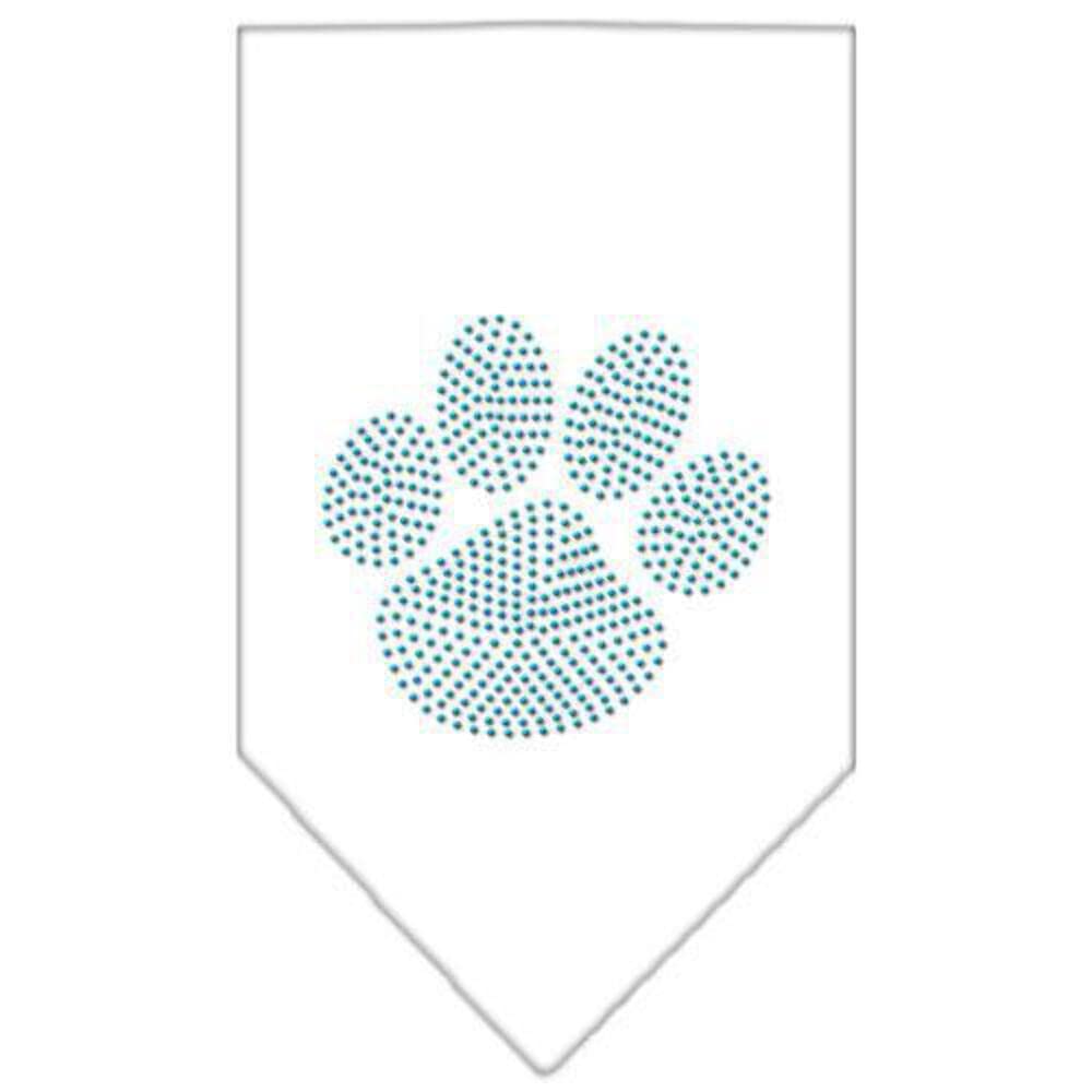 Mirage Pet Products Paw Blue Rhinestone Bandana, Small, White