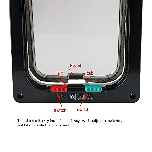 Ceesc Cat Flap Door Magnetic Pet Door With 4 Way Lock For Cats, Kitties And Kittens, 2 Sizes And 2 Colors Options (L- Inner Size