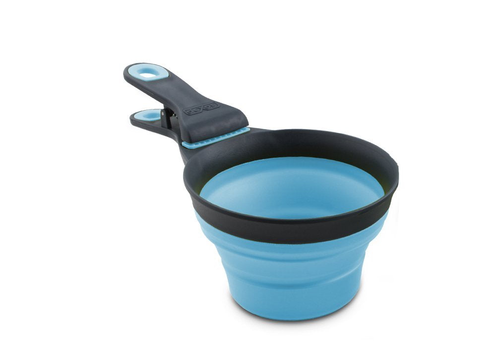Dexas Popware for Pets Collapsible Klip Scoop, 3 in 1 Design Convenient Measuring Cup, Food Scooper and Bag Clip, 1Cup Capacity 