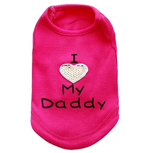Dog Shirts I Love My Mom/Mommy Dad/Daddy Clothes Doggy Slogan Costume Cute Heart Vest For Small Dogs Puppy T-Shirt