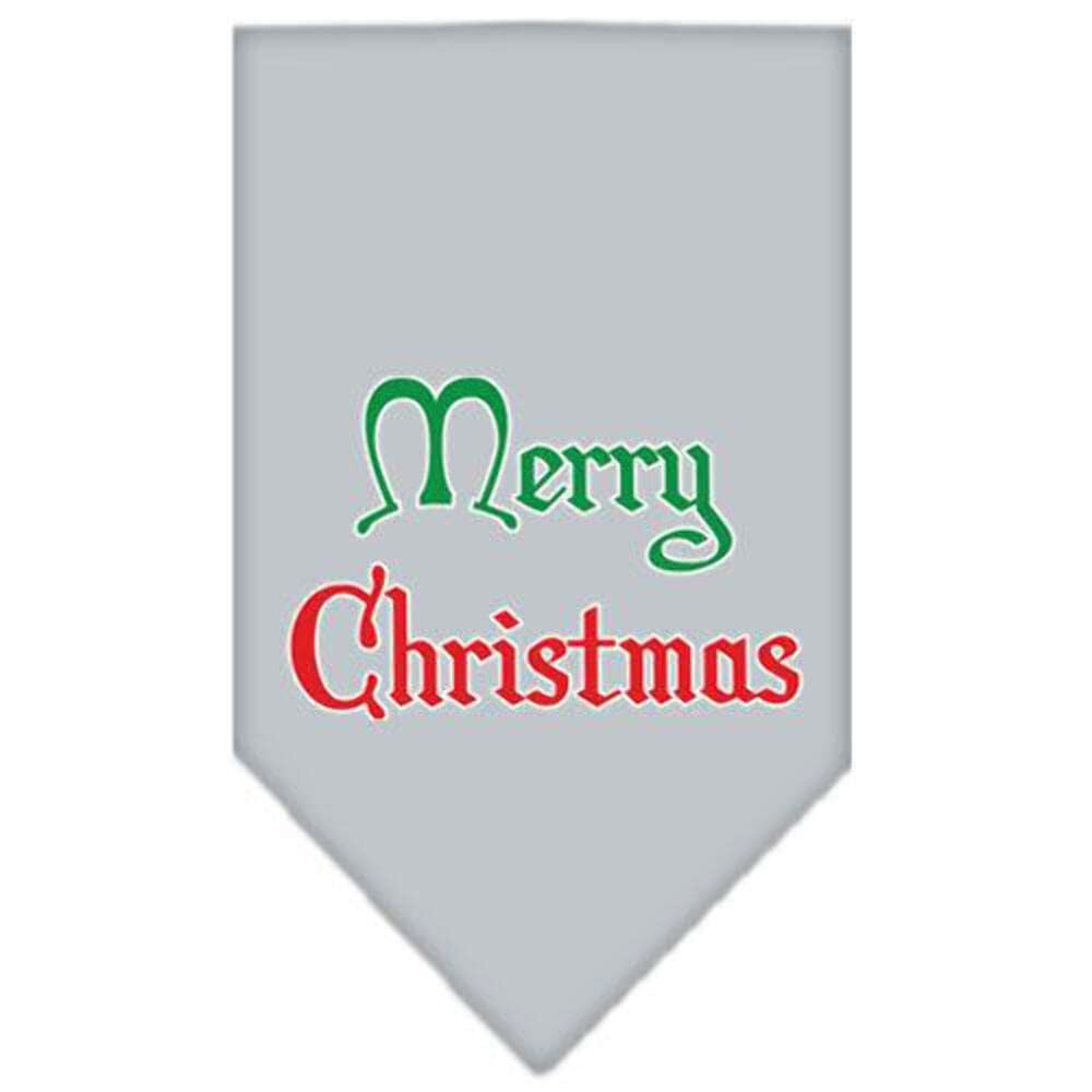 Christmas Pet and Dog Bandana Screen Printed, &quot;Merry Christmas&quot; Red Large