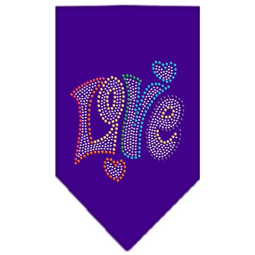 Mirage Pet Products 67-95 LGPR Technicolor Love Rhinestone Purple Print Bandana, Large