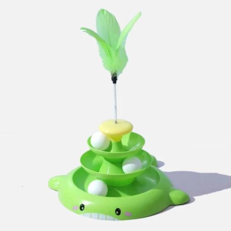 Psk Pet Mart Cat Turntable Toy  3Level Windmill Cat Roller Toy With Cat Feather Teasers And Catnip  Interactive Cat Toy For Ho