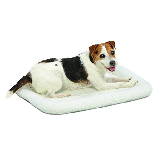 Midwest Homes For Pets Bolster Fleece Pet Bed For Dog And Cats 24L-Inch White W/ Comfortable Bolster | Ideal For Small Dog Breeds & Fits A 24-Inch Dog Crate | Machine Wash & Dry | 1-Year Warranty