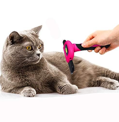 Dakpets Stainless Steel Pet Deshedding Tool - Grooming Brush For Cats And Dogs, Removes Trapped Hair, Reduces Shedding By Up To 95%, All Hair Types, Includes Protective Blade Cover, Pink, 4 Inches