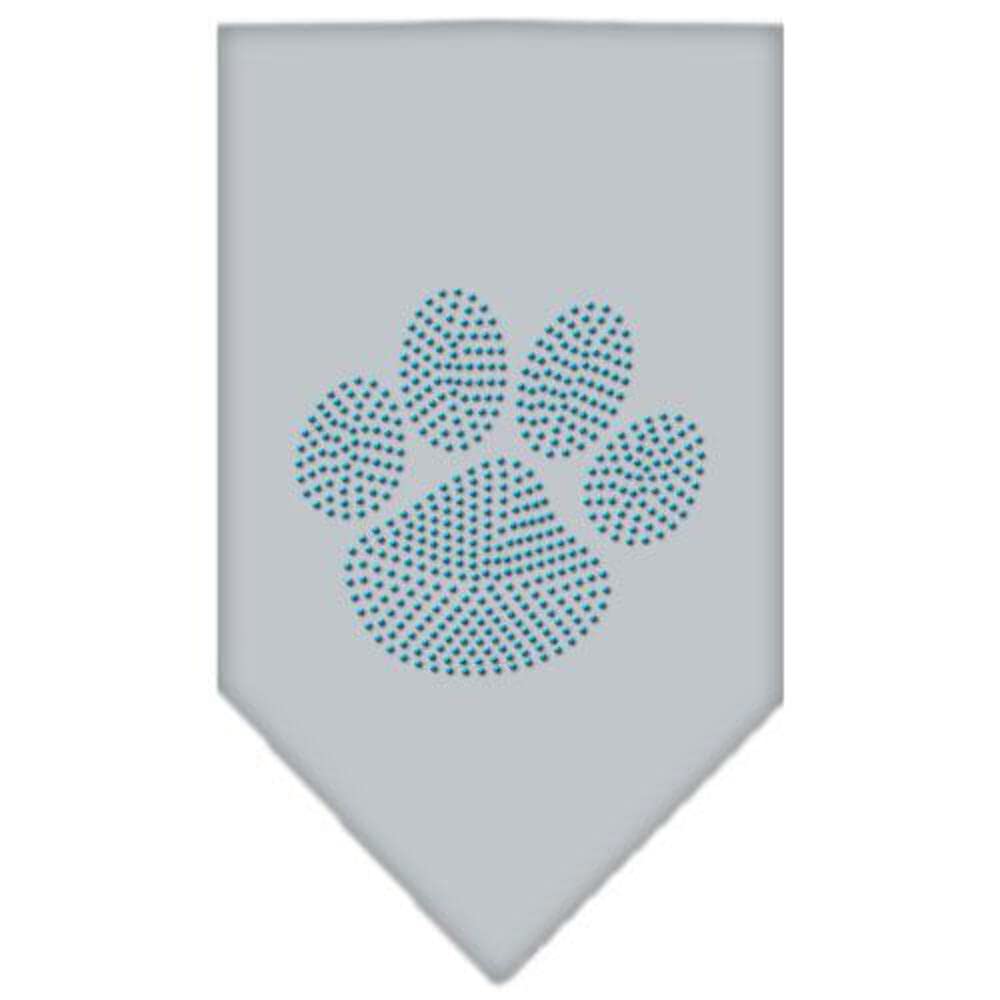Mirage Pet Products Paw Blue Rhinestone Bandana, Small, White