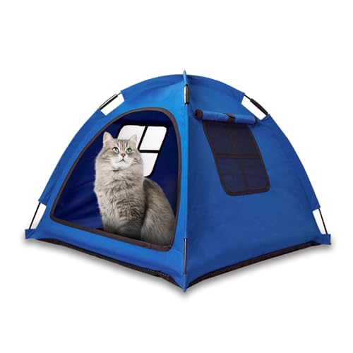 Nockovi Blue Cat Tent House?Cat'S Nest, Portable Indoor/Outdoor Pet Tent House For Cats, Puppies And Other Small Animals