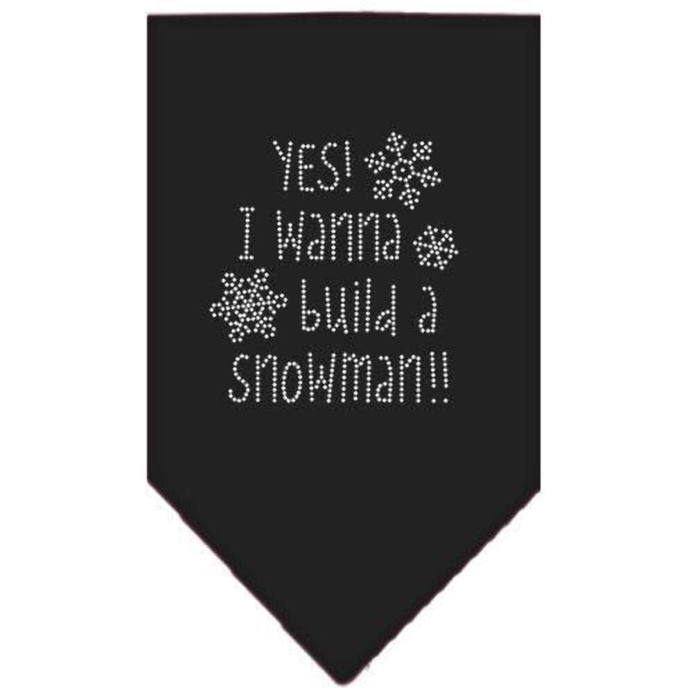 Christmas Pet and Dog Bandana Rhinestone, "Yes! I Want To Build A Snowman" Red Large