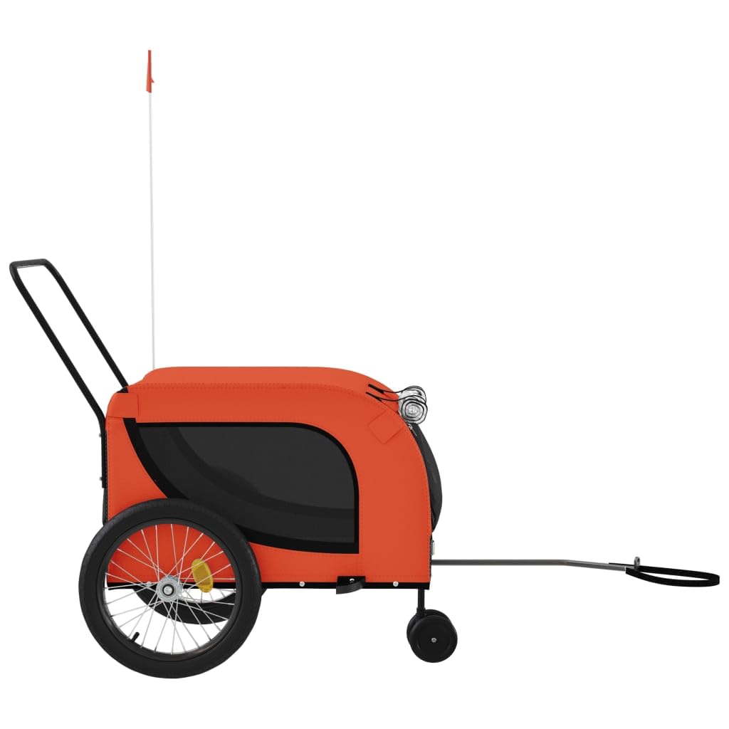 Vidaxl Pet Bike Trailer - Durable Iron Frame, Comfortable Load-Bearing Base, Easy Access With Zippered Entrances, Safe & Smooth Rides