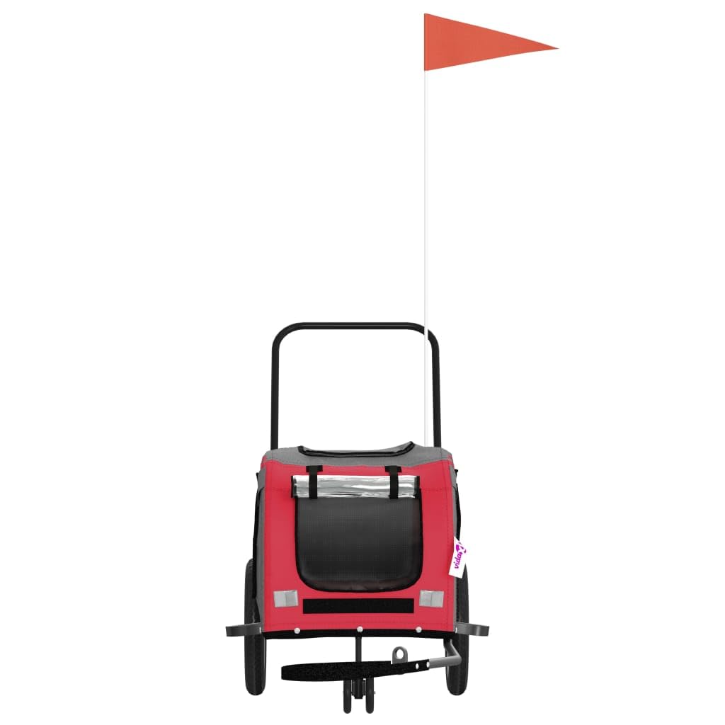 vidaXL Pet Bike Trailer - Red and Black, Iron Frame, Oxford Fabric with PVC Cover, for Small Dogs and Pets, 48&quot;x20.5&quot;x20.9&quot;