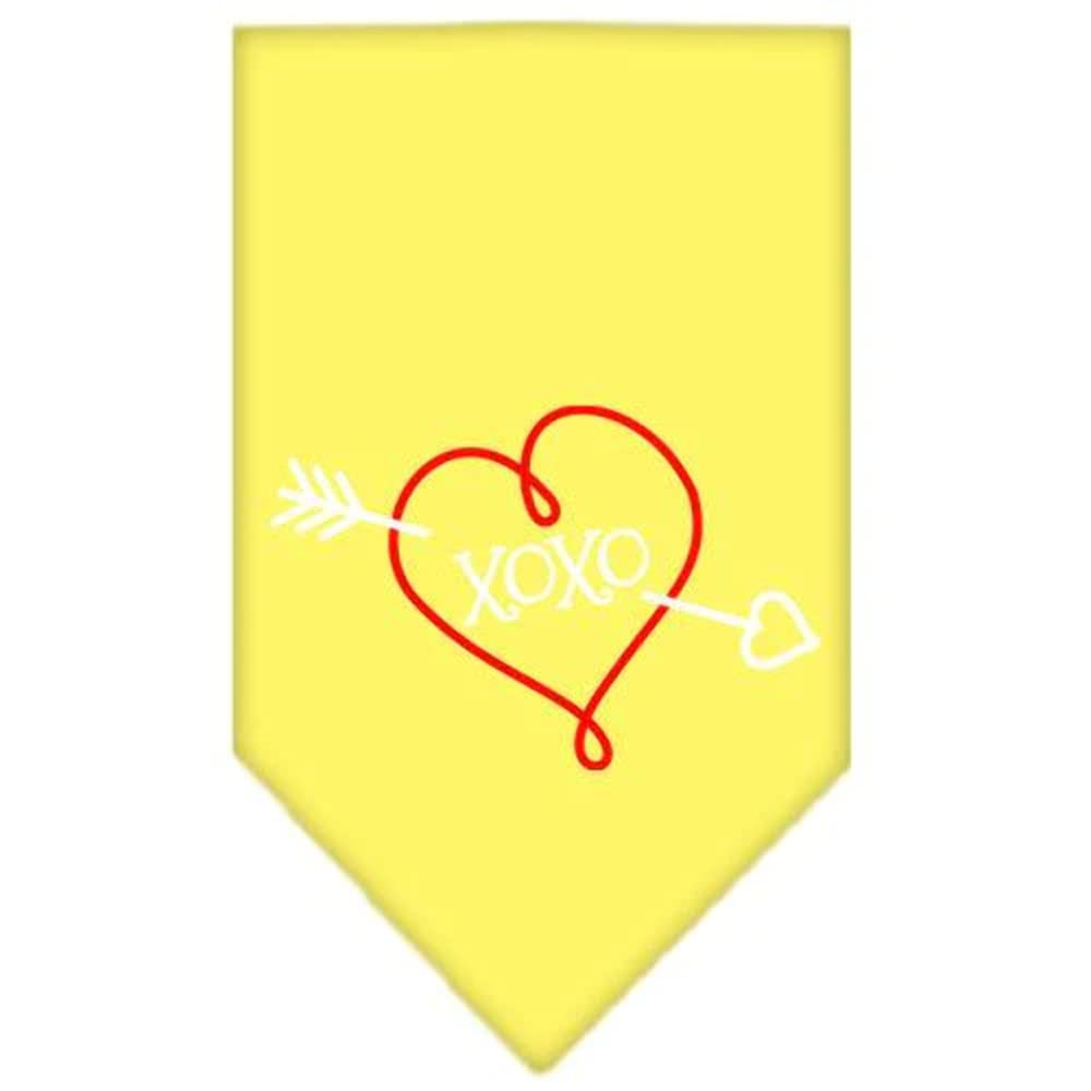 Pet and Dog Bandana Screen Printed, &quot;XOXO&quot; Yellow Large