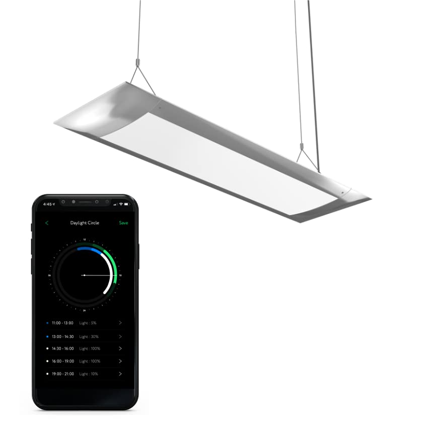 Onf Flat One+ 24-Inch 24/7 Automated Led Aquarium Light, 6500-20500K Blue White Led, Mobile App Remote Controlled, Dimmable Full