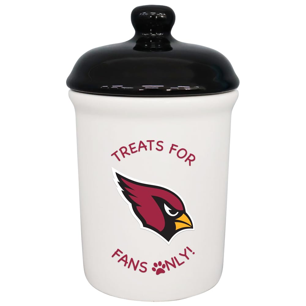 The Memory Company | Licensed NFL Treats for Team Fans Only Ceramic Pet Treat Canister,Arizona Cardinals