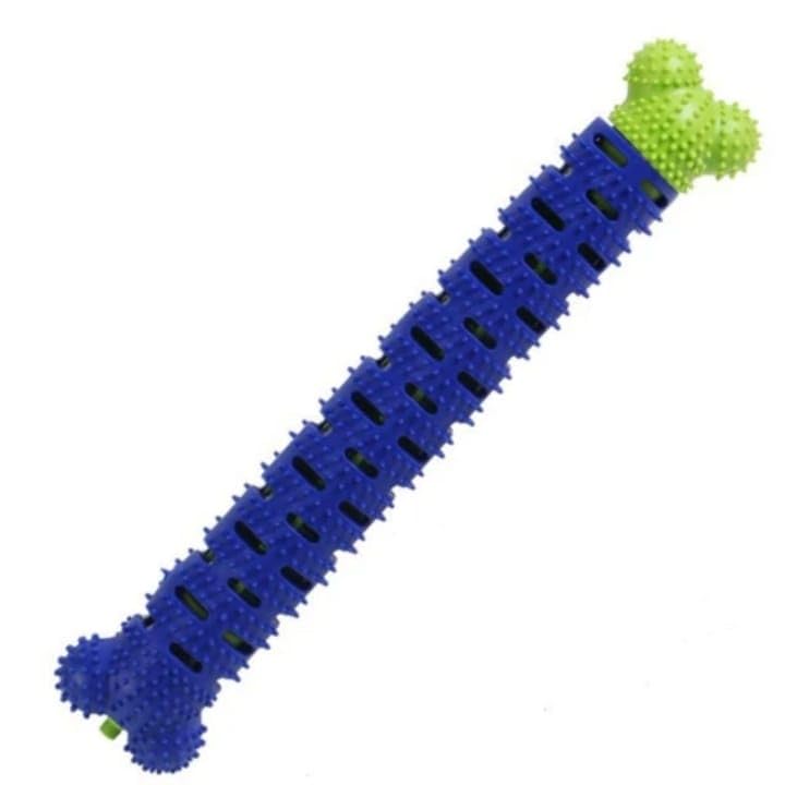 Rizopets Dog Chew Toy, Durable Rubber Bone, Blue And Green, Textured Surface For Dental Care