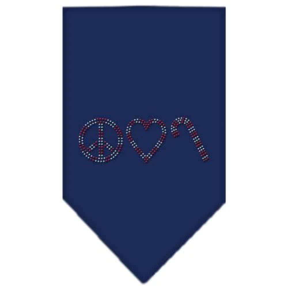 Mirage Pet Products Peace Love Candy Cane Rhinestone Bandana, Small, Cocoa