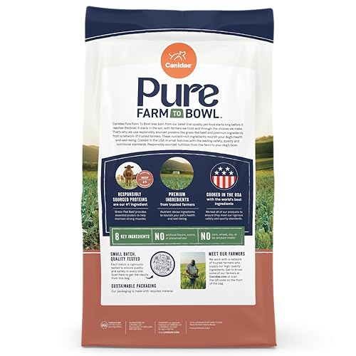 CANIDAE Pure Limited Ingredient Premium Adult Dry Dog Food, Real Beef & Barley Recipe, 22 lbs, with Wholesome Grains