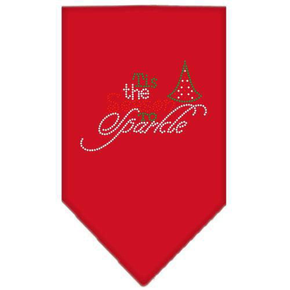 Christmas Pet and Dog Bandana Rhinestone, Tis The Season to Sparkle Red Large