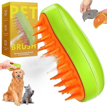 Tophaven Cat Steam Brush, 3 In 1 Cat Steamy Cleanser, Silicone Massage Grooming Brush, Pet Hair Cleaning Comb For Cats Dogs(Mang