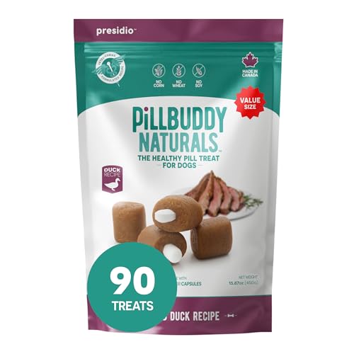 Presidio Pill Buddy Naturals - Duck Recipe Pill Hiding Treats For Dogs - Make A Perfect Pill Concealing Pocket Or Pouch For Any Size Medication - 90 Servings