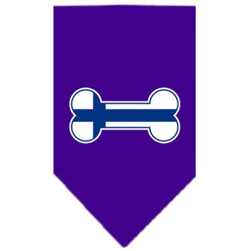 Mirage Pet Products Bone Flag Finland Screen Print Bandana for Pets, Large, Purple