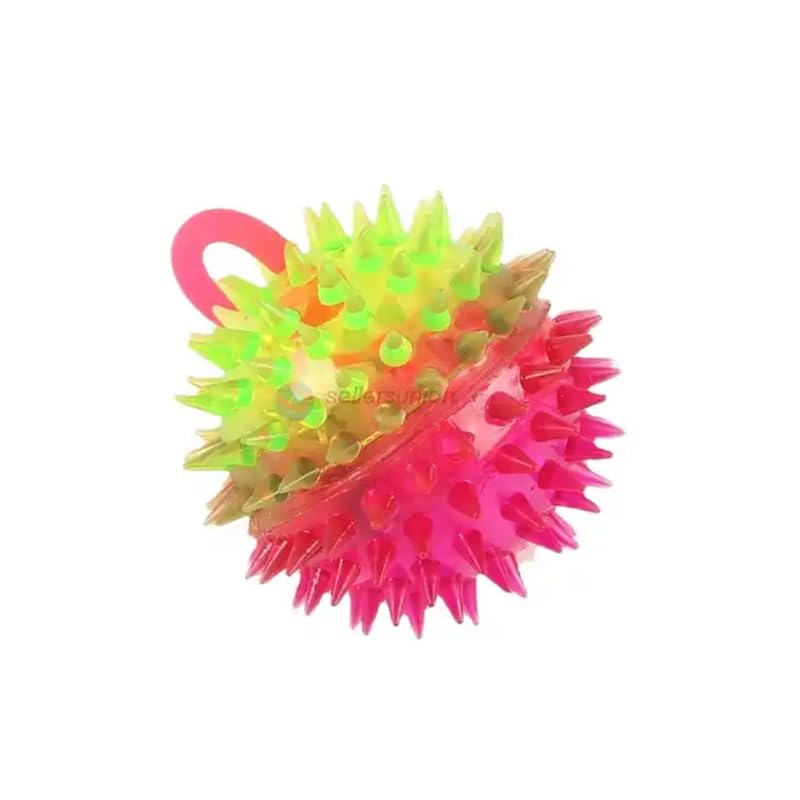 Dog Trust Rubber Led Spiked Ball Dog Chew Toy, Assorted Whistle Squeaky Squeaker Sound Ball Puppy Dog Cat Pet Chew Playing Rubbe