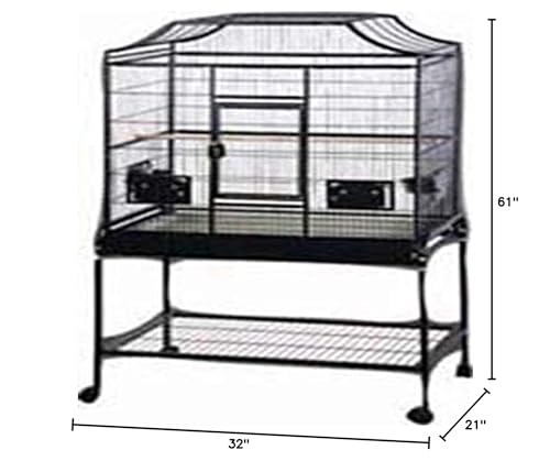 A&E Cage Company Ma3221Fl Platinum Elegant Style Flight Bird Cage With Stand Gray, 32 By 21 By 61'