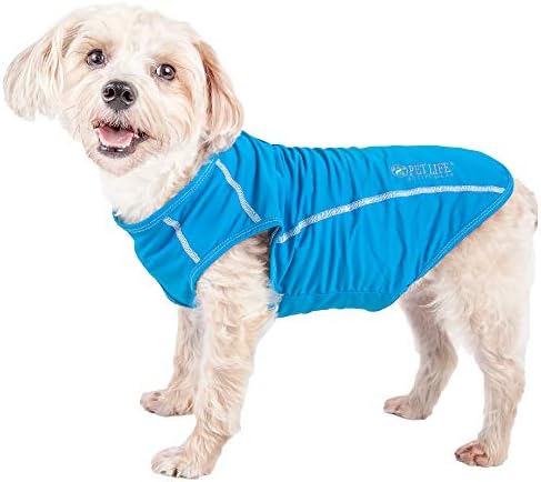 Pet Life  Active Racerbark 4Way Stretch Performance Active Dog Tank Top Tshirt, Sky Blue  Medium