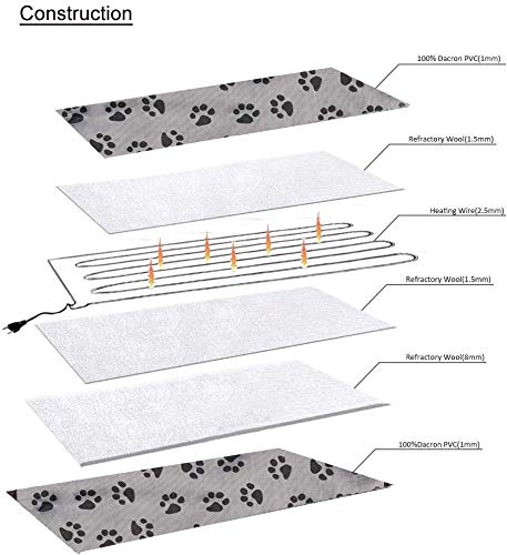 Pet Heating Pad Large Dog Cat Heated Bed Mat 34X21 Inch Dog Heating Pad With Soft Washable Cover Electric Heating Pad Keep Pets Warmer Water Resistant Chew Resistant Cord