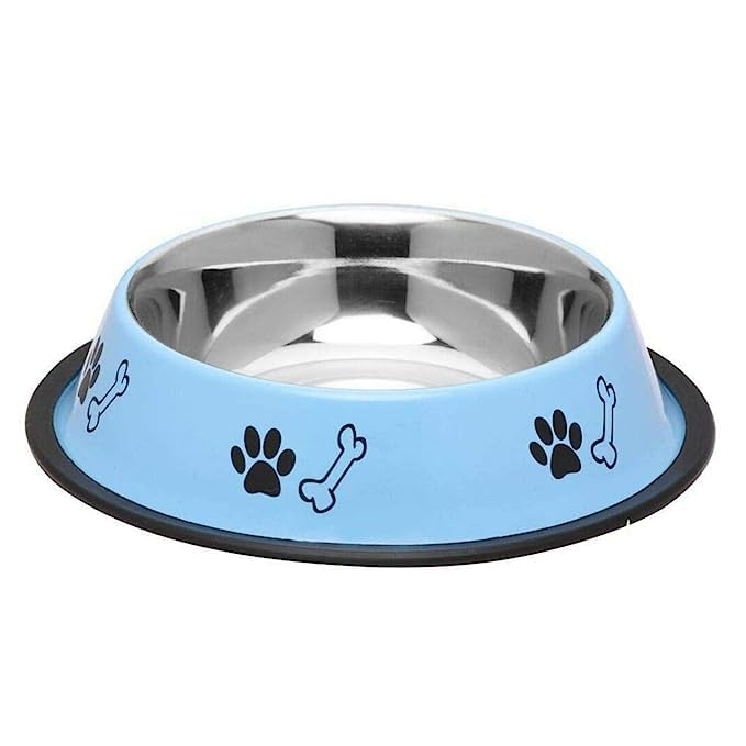 Chumspet Heavy Duty Round Shape Single Bowl Stainless Steel Dinner Food Bowls With AntiSlip Mat Ideal For Home Feeding Food Dog