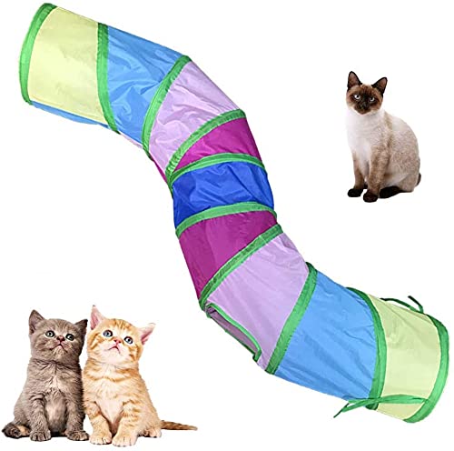 Pets Empire Cat Tunnel Tube Kitten Toys Pop Up Collapsible Interactive Play Puppy Pet Rainbow Move Toy Two Peek Hole Indoor Outd