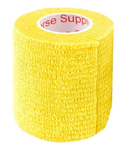 2 Inch Vet Wrap Tape Bulk (Yellow) (Pack of 6) Self Adhesive Adherent Adhering Flex Bandage Grip Roll for Dog Cat Pet Horse