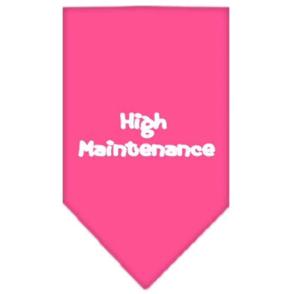 Pet and Dog Bandana Screen Printed, &quot;High Maintenance&quot; Red Large