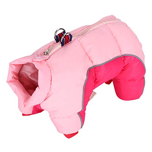 Winter Warm Dog Clothes Windproof Jacket Puppy 4 Four Legs Snowsuit Doggie Apparel Outfits Pink(10#)