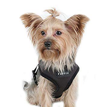 Puppia Soft Dog Harness No Choke Over-The-Head Triple Layered Breathable Mesh Adjustable Chest Belt And Quick-Release Buckle, Brown, X-Small