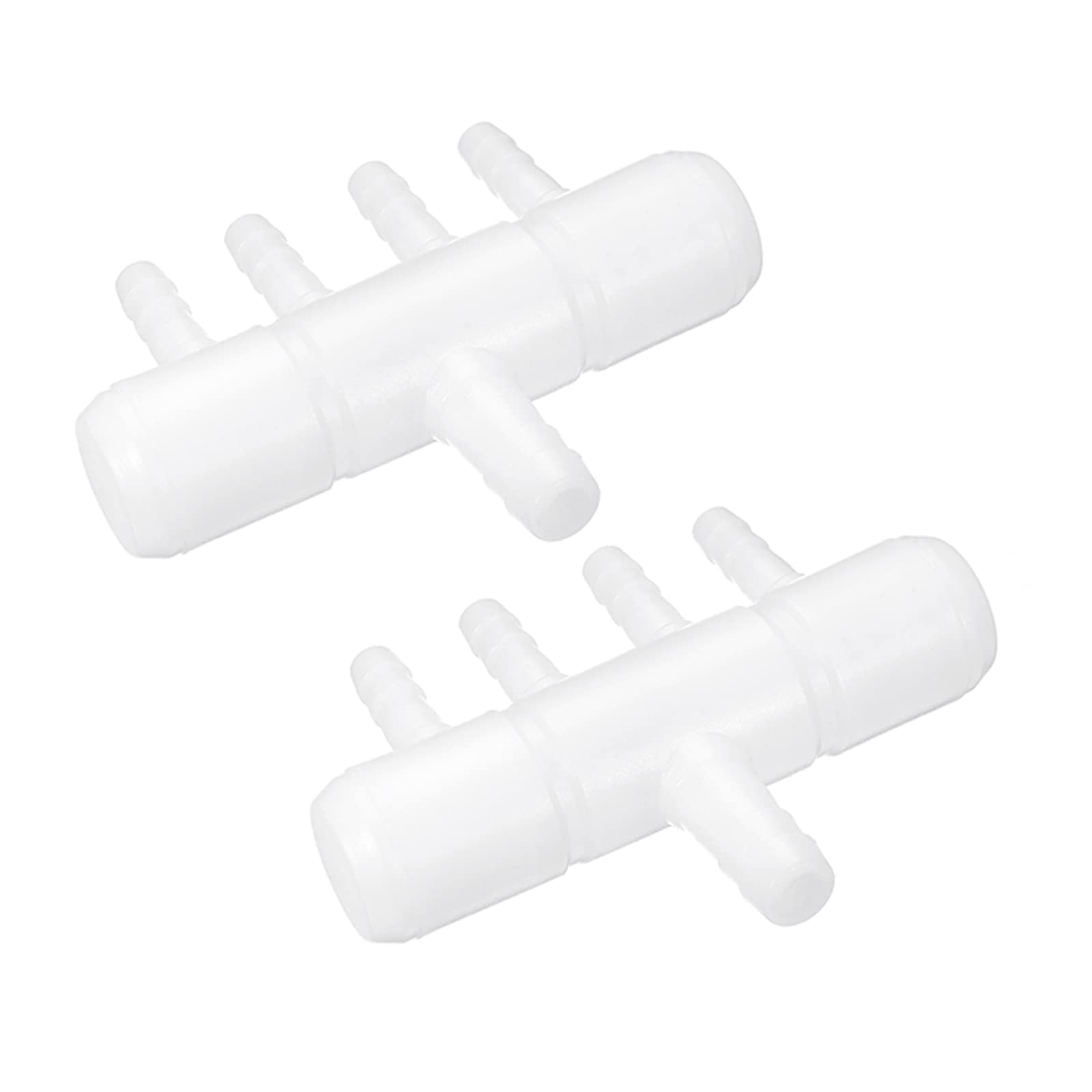 uxcell 2Pcs 8mm to 5.5mm 4 Ways Air Line Tubing Splitter Connector Fish Tank Oxygen Pipe Air Tubing Adapter for Aquarium, White
