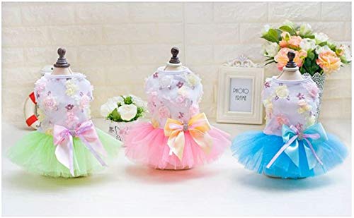 Izefia Dog Dress Puppy Skirt Dog Princess Dresses Tutu Flower and Sequin Dot Wedding Lace Dress Luxury Bow Dog Dresses for Small