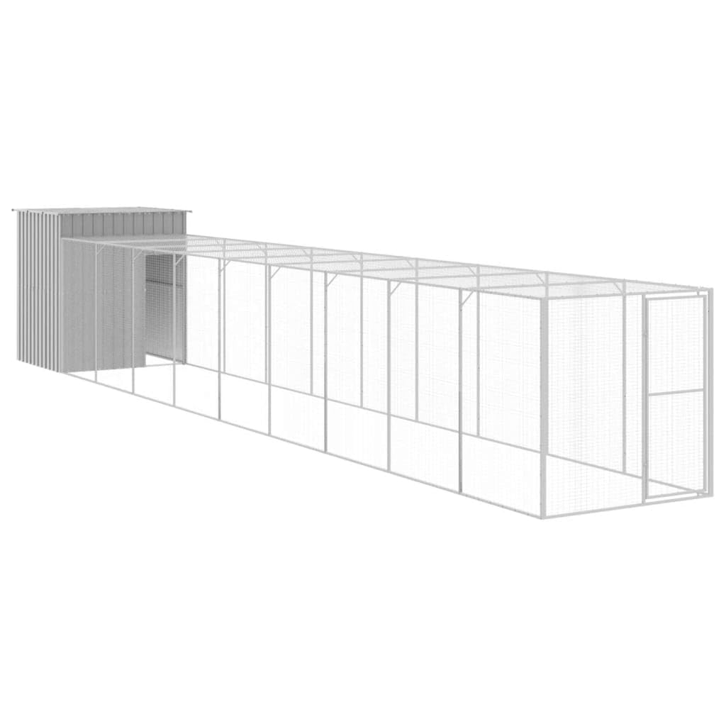 ?vidaXL Large Anthracite Galvanized Steel Chicken Cage with Extended Run - Durable and Weather-Protected Chicken House with Mesh