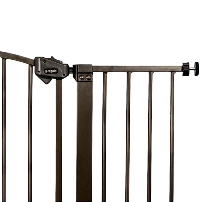 Regalo Easy Step Arched Décor Walk Thru Baby Gate, Includes 4-Inch Extension Kit, 4 Pack Pressure Mount Kit And 4 Pack Wall Mount Kit, Bronze