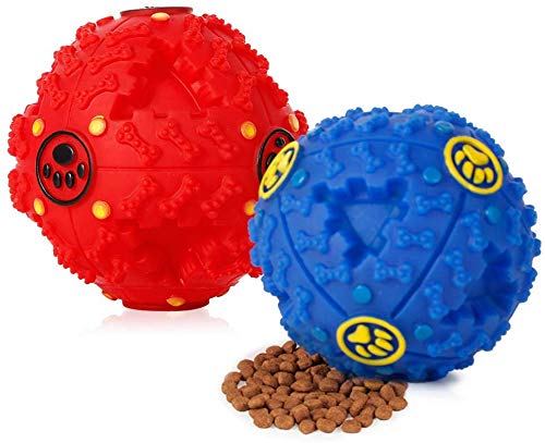 Black Dog Treat Dispensing Dog Toy With Squeaker, Dog Spiky Squeaky Balls Puzzle Toys For Puppy Small Dogs, NonToxic & Durable 