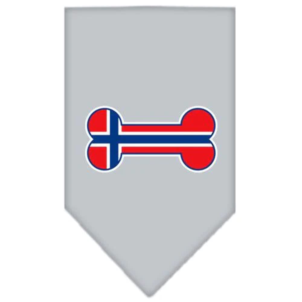 Mirage Pet Products Bone Flag Norway Screen Print Bandana for Pets, Large, White