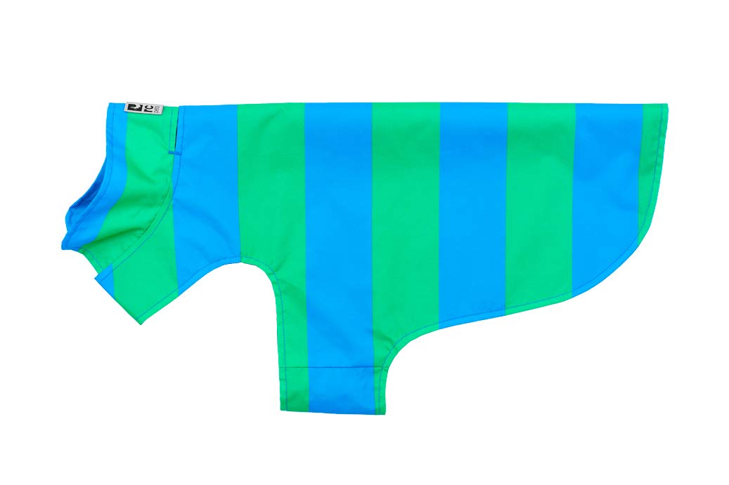 Rc Pets Delta Rain Slicker, Water-Resistant Dog Raincoat, Large, Cyan Stripe