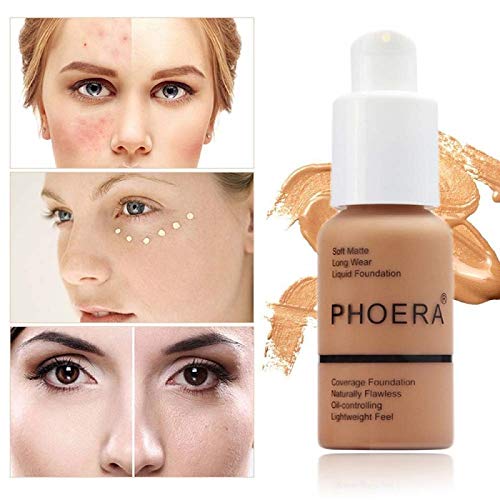 2 Pack Phoera Foundation,Matte Oil Control Concealer Foundation Cream,Phoera Long Lasting Waterproof Matte Liquid Foundation For